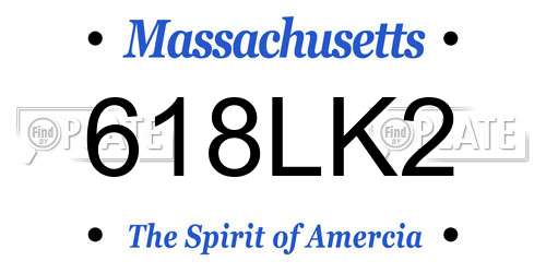 618LK2 Massachusetts License Plate