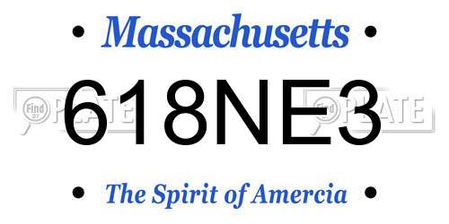 618NE3 Massachusetts License Plate