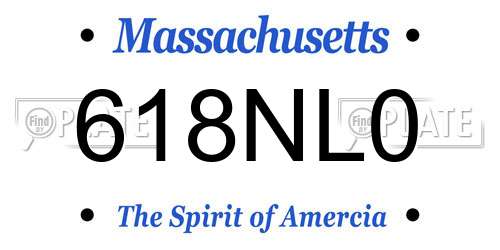 618NL0 Massachusetts License Plate