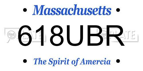618UBR Massachusetts License Plate