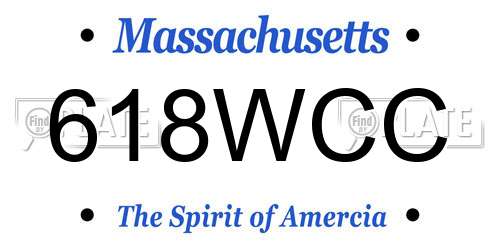 618WCC Massachusetts License Plate