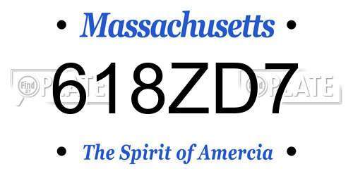 618ZD7 Massachusetts License Plate