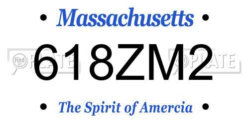 618ZM2 Massachusetts License Plate
