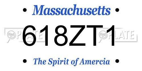 618ZT1 Massachusetts License Plate