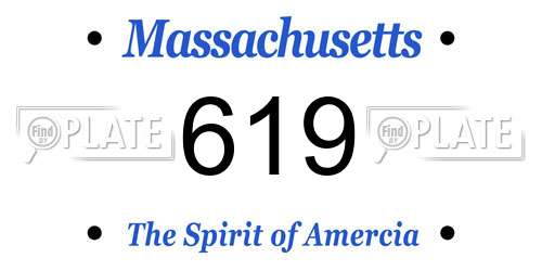 619 Massachusetts License Plate