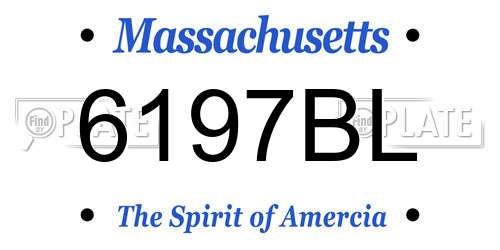 6197BL Massachusetts License Plate