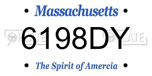 6198DY Massachusetts License Plate