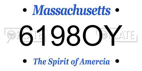 6198OY Massachusetts License Plate