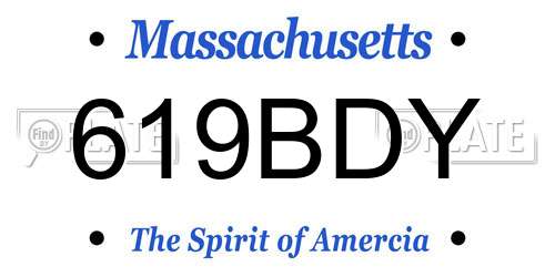 619BDY Massachusetts License Plate