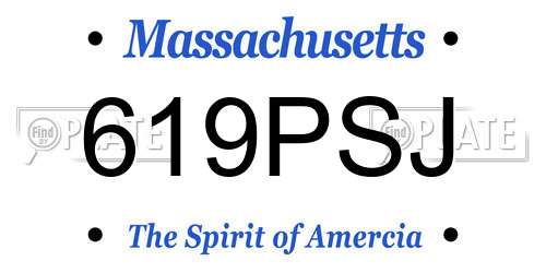 619PSJ Massachusetts License Plate