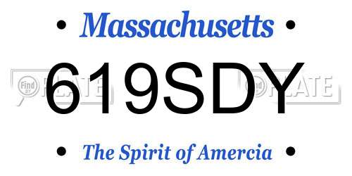 619SDY Massachusetts License Plate
