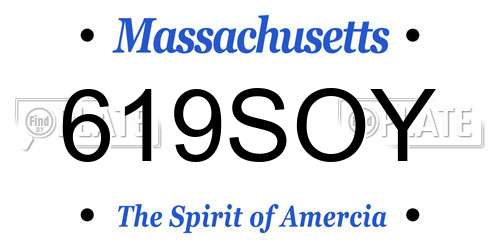 619SOY Massachusetts License Plate