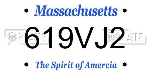 619VJ2 Massachusetts License Plate