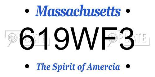 619WF3 Massachusetts License Plate