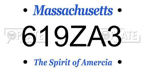 619ZA3 Massachusetts License Plate