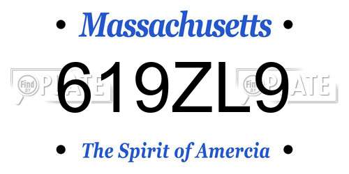 619ZL9 Massachusetts License Plate