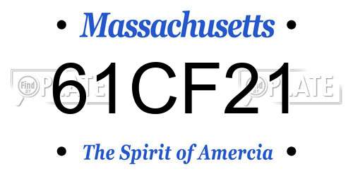 61CF21 Massachusetts License Plate
