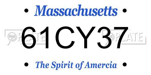 61CY37 Massachusetts License Plate