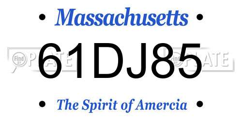 61DJ85 Massachusetts License Plate