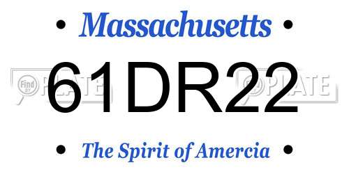 61DR22 Massachusetts License Plate