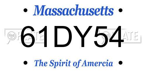61DY54 Massachusetts License Plate