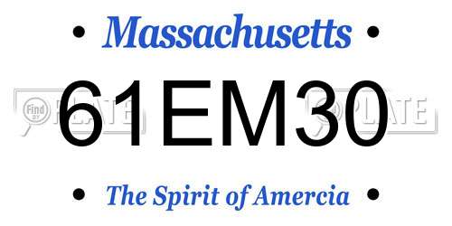 61EM30 Massachusetts License Plate