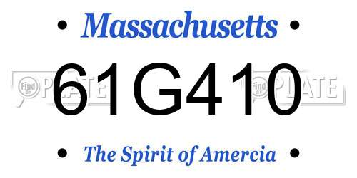 61G410 Massachusetts License Plate