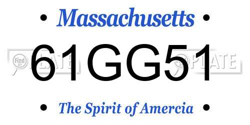 61GG51 Massachusetts License Plate