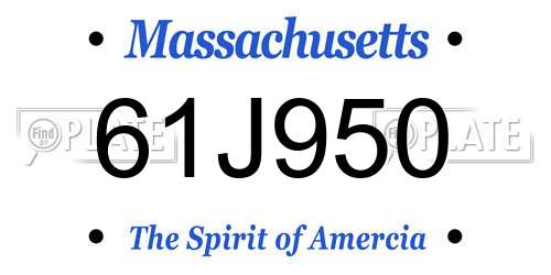 61J950 Massachusetts License Plate
