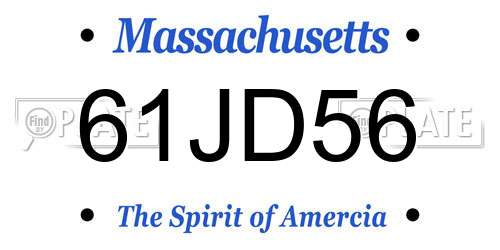 61JD56 Massachusetts License Plate