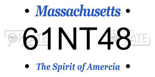 61NT48 Massachusetts License Plate