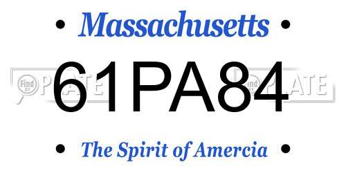 61PA84 Massachusetts License Plate