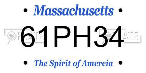 61PH34 Massachusetts License Plate