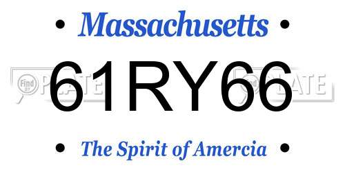61RY66 Massachusetts License Plate