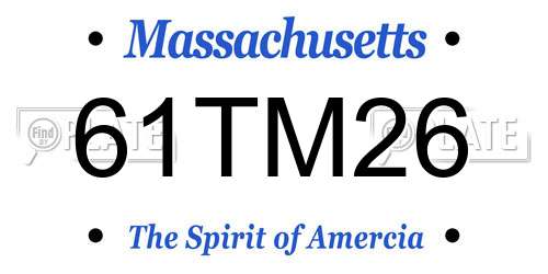 61TM26 Massachusetts License Plate