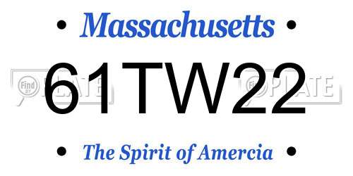 61TW22 Massachusetts License Plate