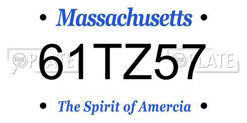 61TZ57 Massachusetts License Plate