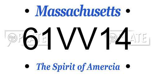 61VV14 Massachusetts License Plate