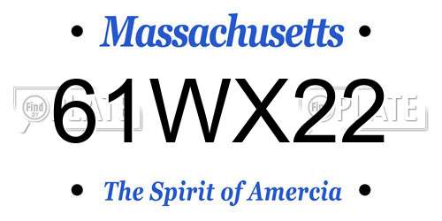 61WX22 Massachusetts License Plate