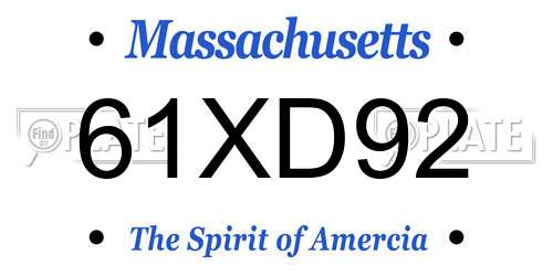 61XD92 Massachusetts License Plate