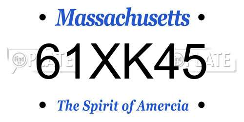 61XK45 Massachusetts License Plate