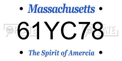 61YC78 Massachusetts License Plate