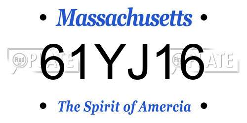 61YJ16 Massachusetts License Plate