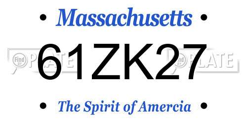 61ZK27 Massachusetts License Plate