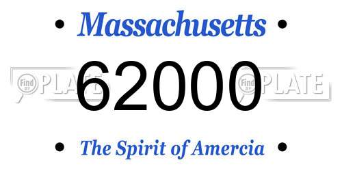 62000 Massachusetts License Plate