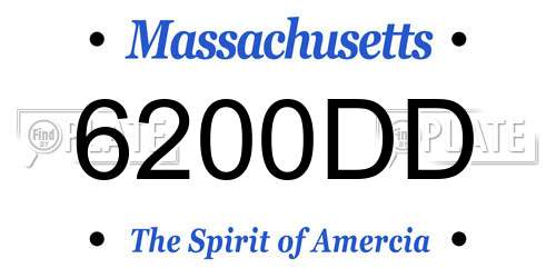 6200DD Massachusetts License Plate