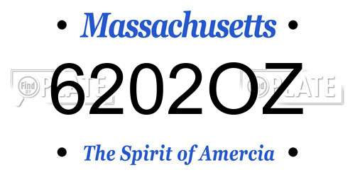 6202OZ Massachusetts License Plate