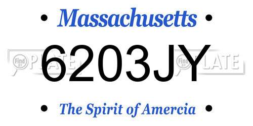6203JY Massachusetts License Plate