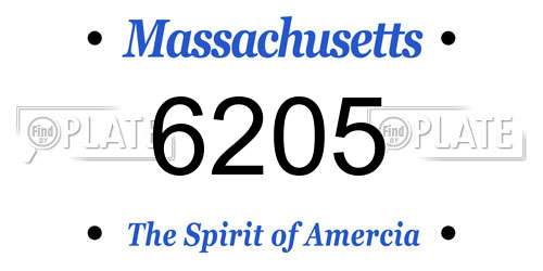 6205 Massachusetts License Plate