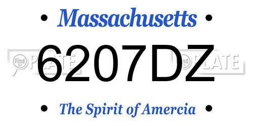 6207DZ Massachusetts License Plate